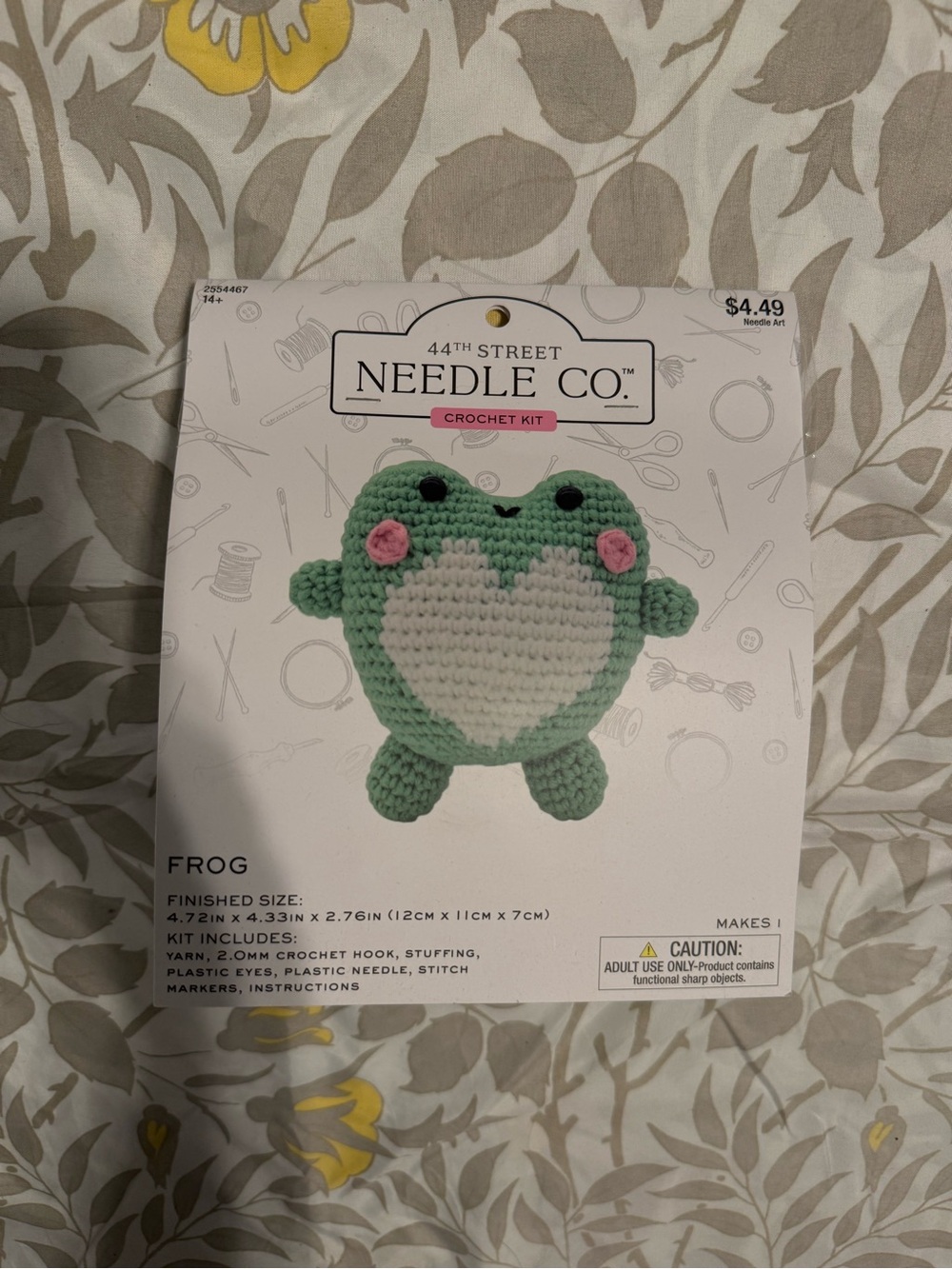 Hobby Lobby 44th Street Needle Co. Crochet Frog Kit - Green, White, Pink